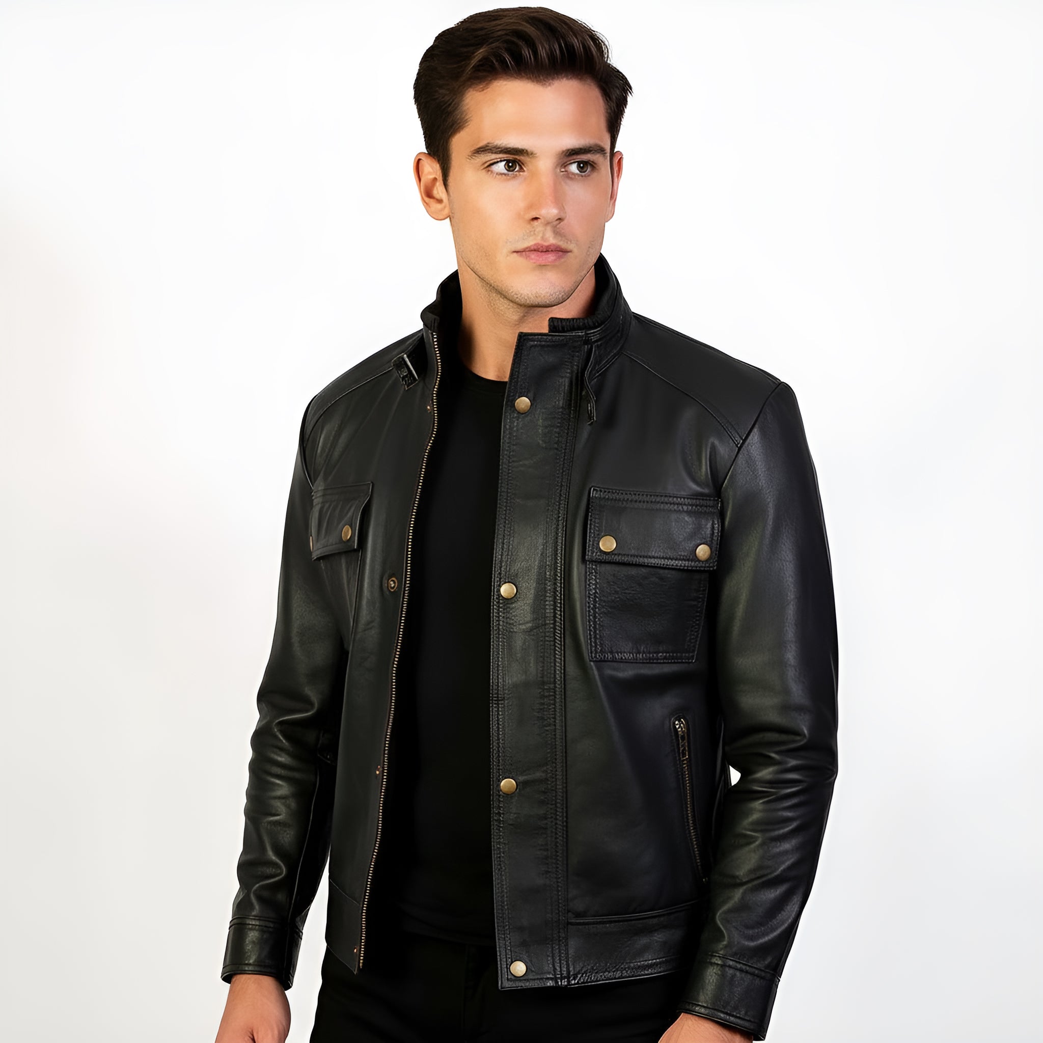 Men's Black Sheep Leather Field Jacket – Vanguard Edition, Rugged