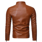 Brown leather jacket on a white background