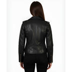 Women’s Noir Black Sheep Leather Moto Jacket – Belted Rebel Style, Lightweight, All-Season Wear | Premium Urban Jacket