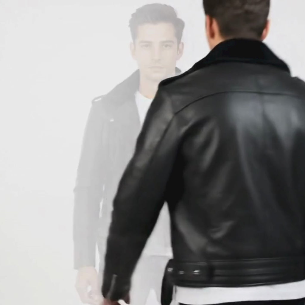 Men’s Sheep Leather Rider Jacket – Shadow Edition, Lightweight Moto Style, All-Season Comfort | Premium Urban Jacket