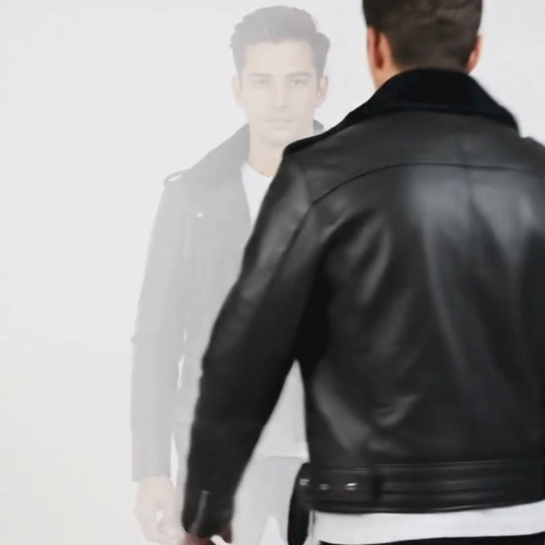 Men’s Sheep Leather Rider Jacket – Shadow Edition, Lightweight Moto Style, All-Season Comfort | Premium Urban Jacket