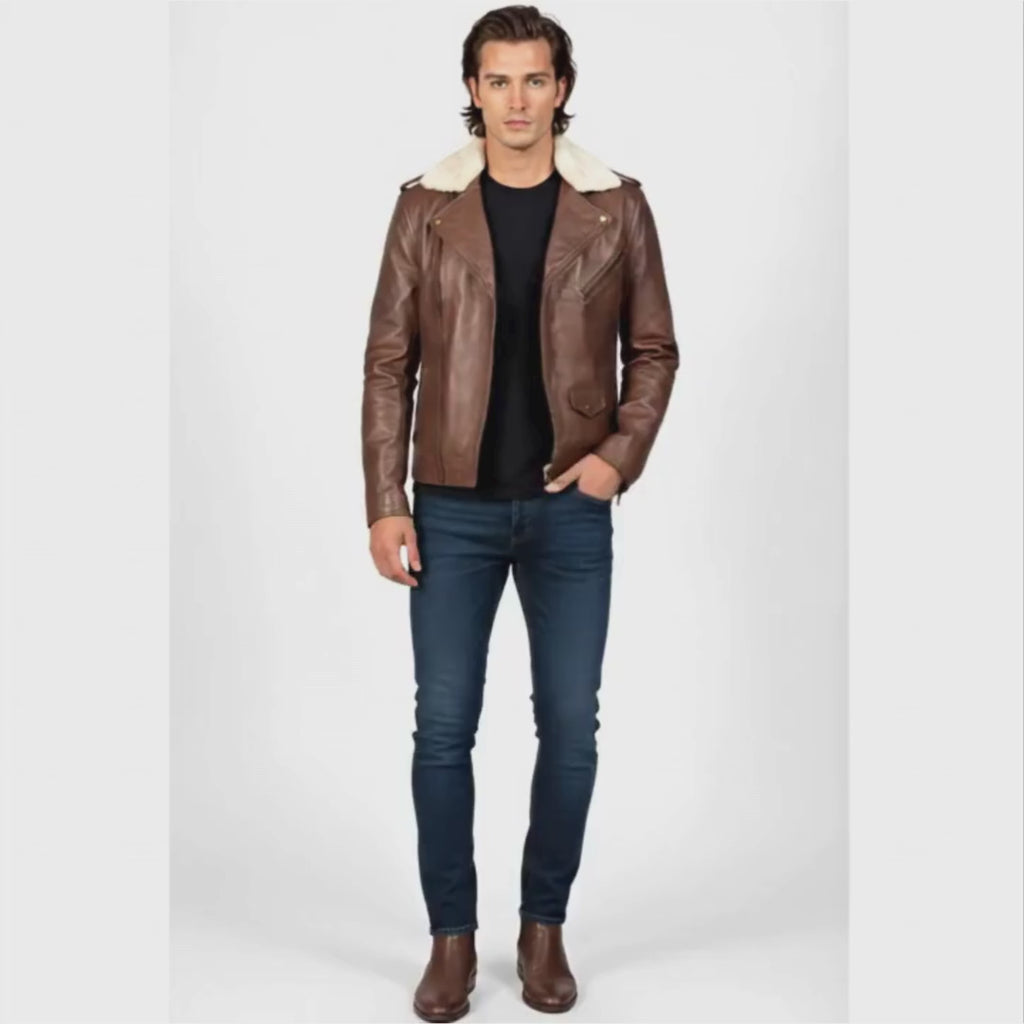 Men’s Sheep Leather Shearling Jacket – Maverick Edition, Plush Warm Lining, Premium Winter Comfort | Premium Urban Jacket
