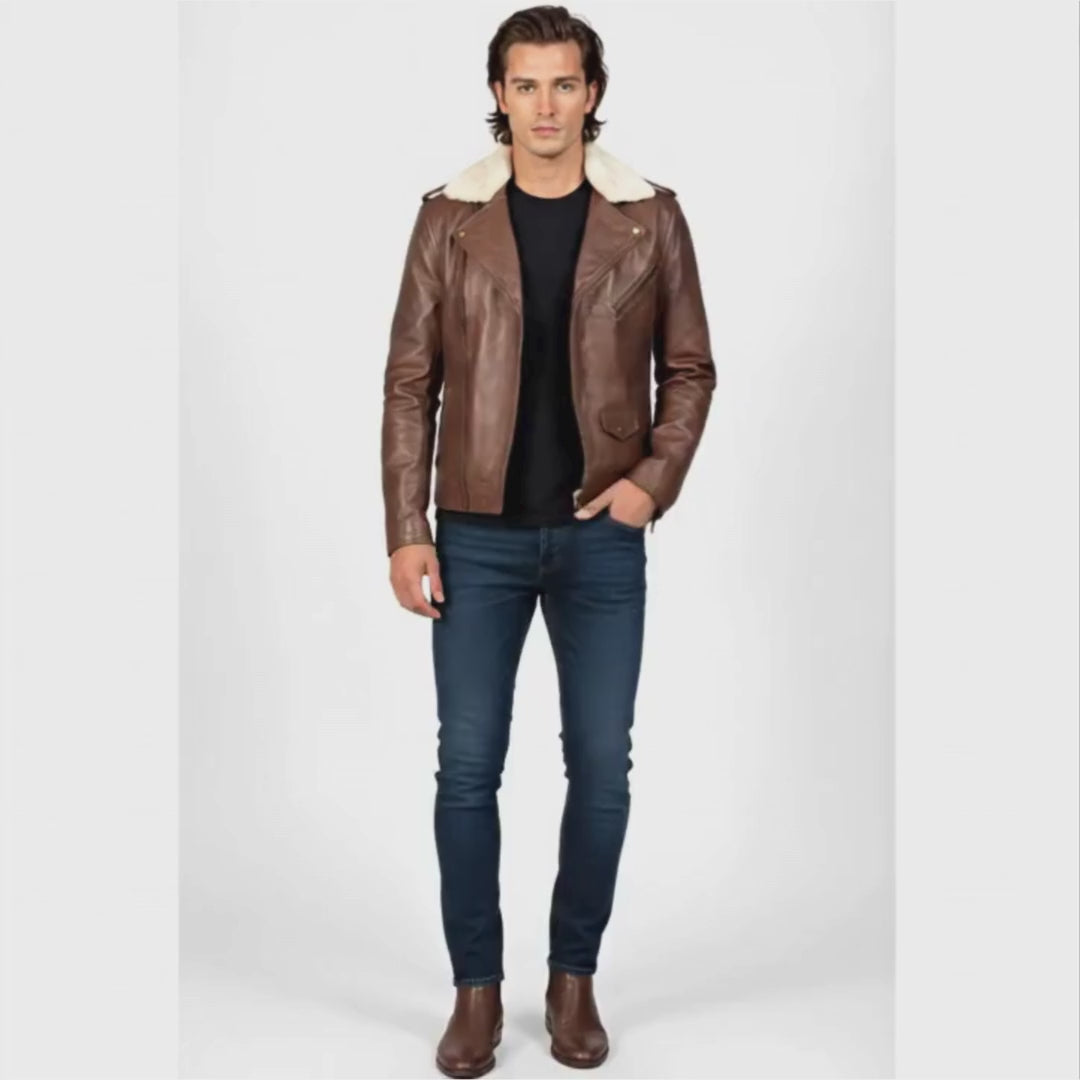 Men’s Sheep Leather Shearling Jacket – Maverick Edition, Plush Warm Lining, Premium Winter Comfort | Premium Urban Jacket