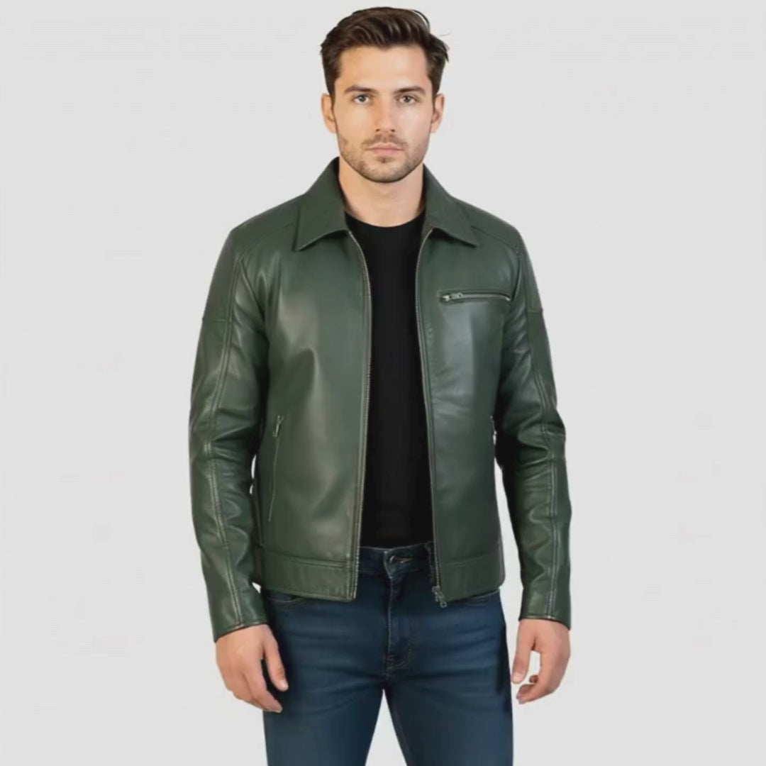 Men’s Hunter Green Sheep Leather Rider Jacket – Lightweight Moto Style, Soft-Touch Leather | Premium Urban Jacket